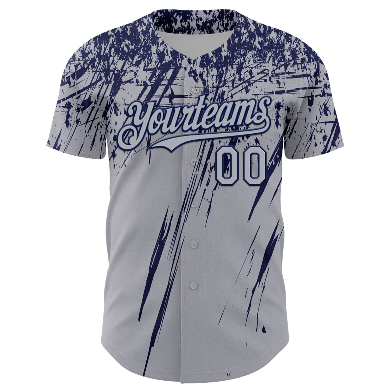 Custom Gray Navy Distressed Scratch Brush Stroke Authentic Baseball Jersey view 2