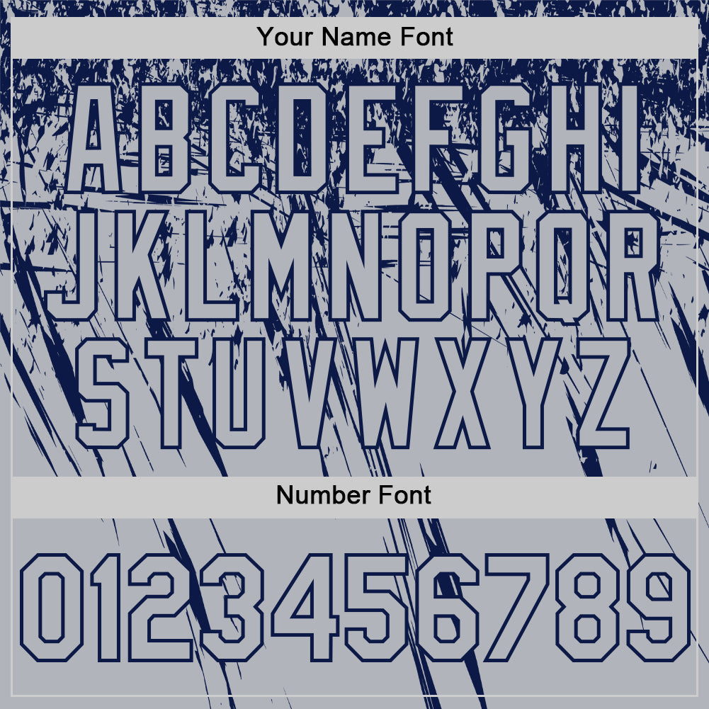 Custom Gray Navy Distressed Scratch Brush Stroke Authentic Baseball Jersey view 5