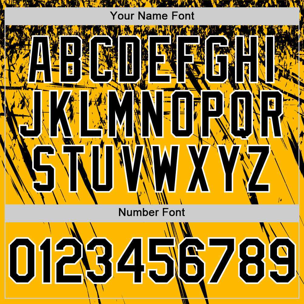 Custom Gold Black-White Distressed Scratch Brush Stroke Authentic Baseball Jersey view 5