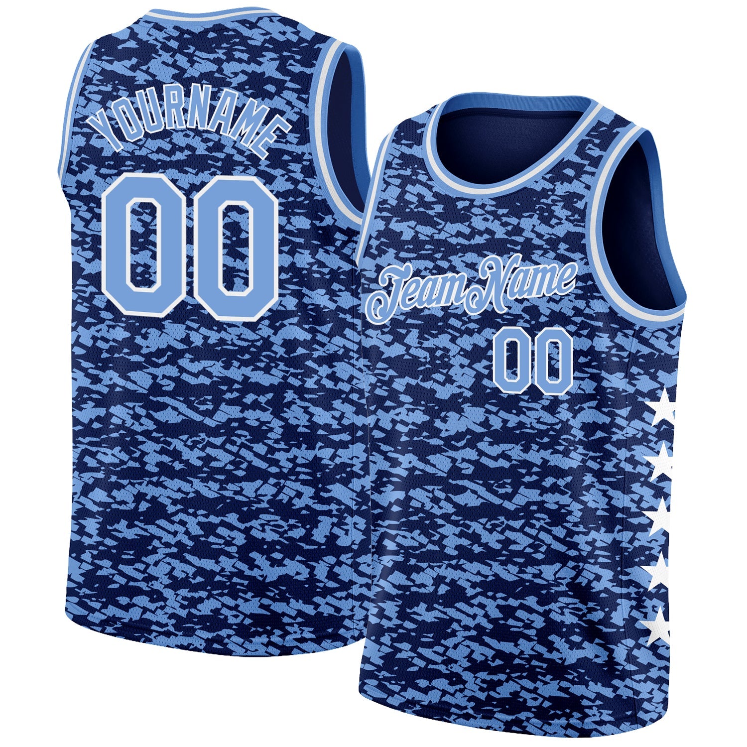 Custom Navy Light Blue-White Authentic City Edition Basketball Jersey - Main View