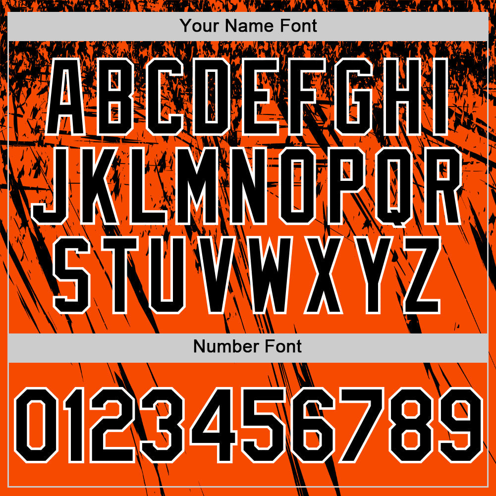 Custom Orange Black-White Distressed Scratch Brush Stroke Authentic Baseball Jersey view 5