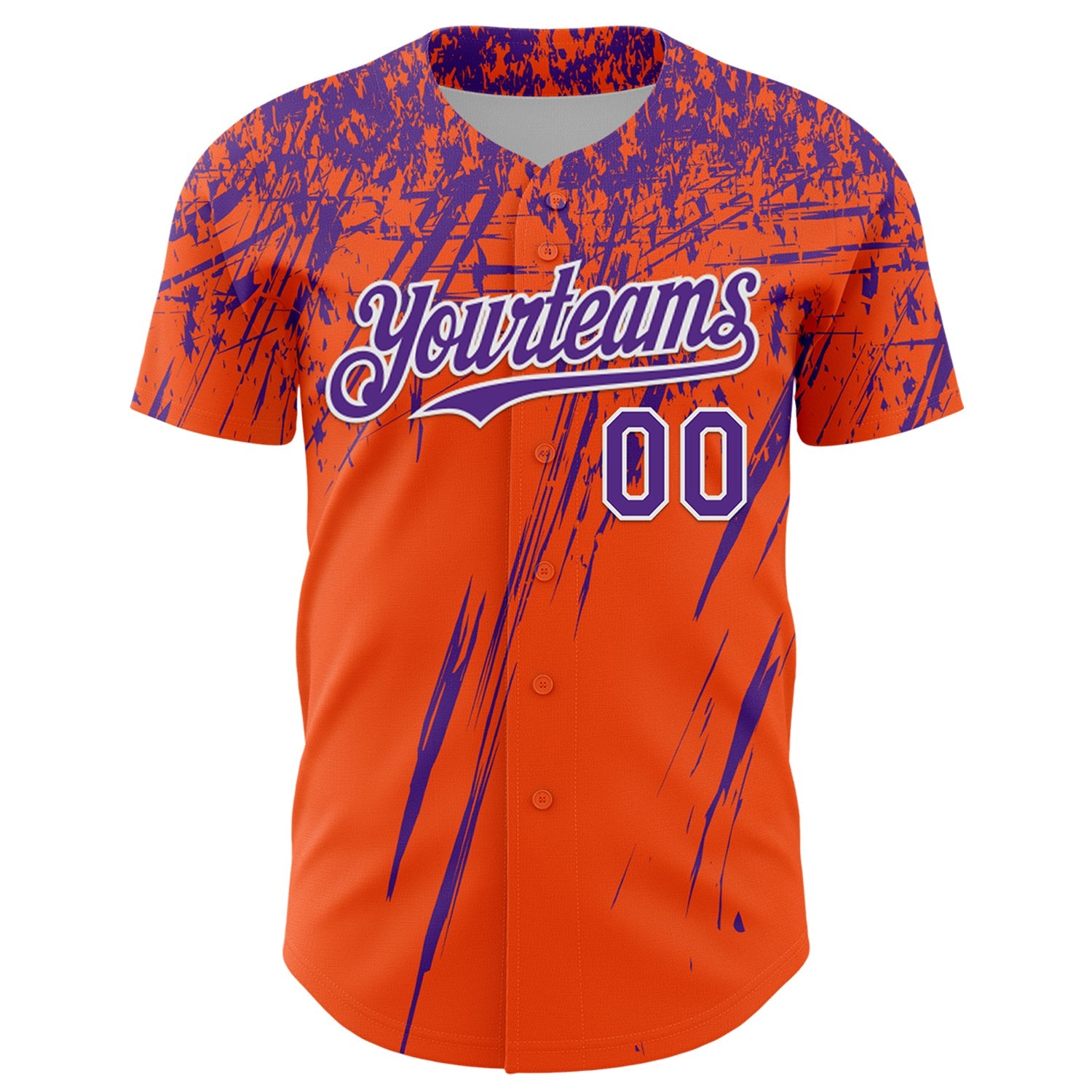 Custom Orange Purple-White Distressed Scratch Brush Stroke Authentic Baseball Jersey view 2