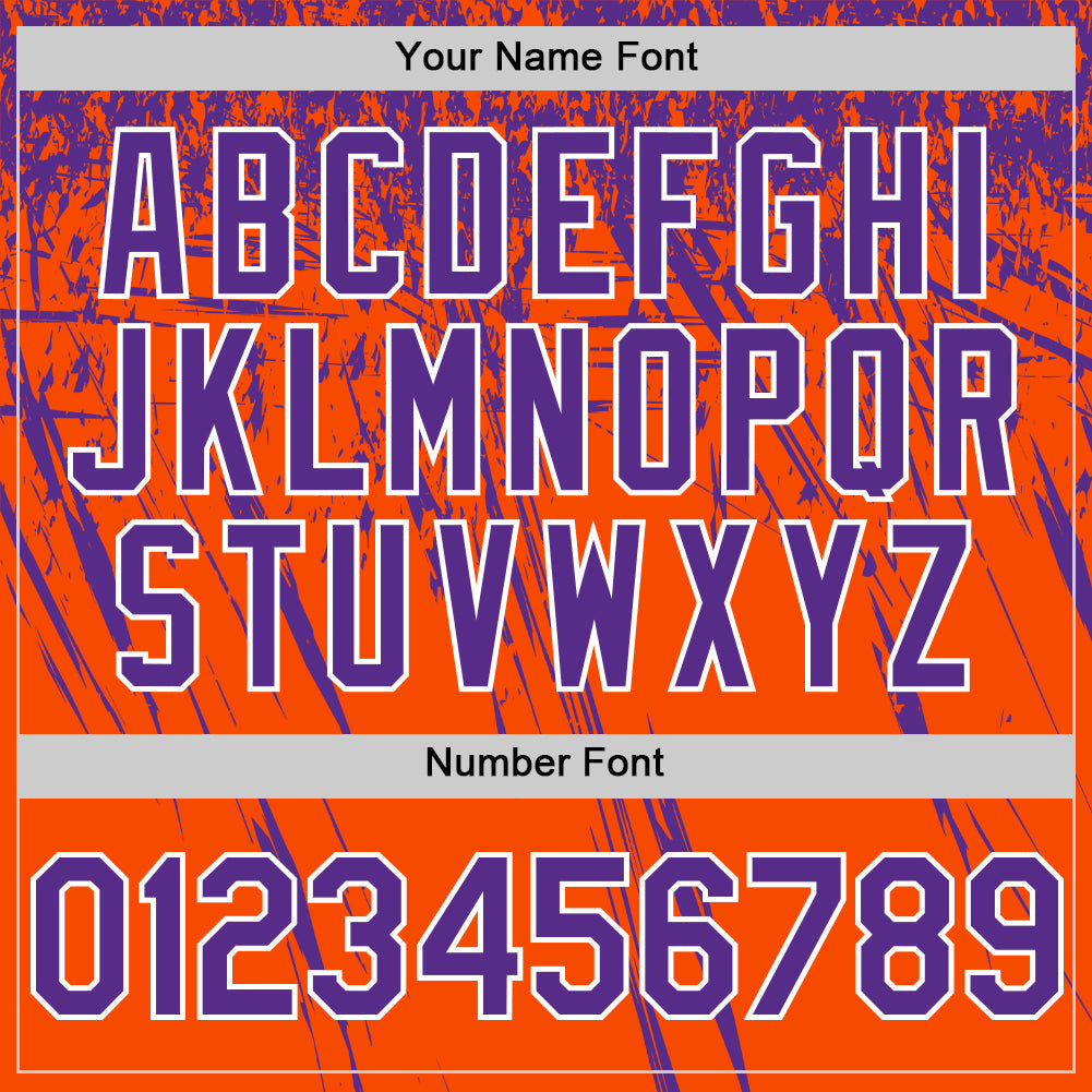 Custom Orange Purple-White Distressed Scratch Brush Stroke Authentic Baseball Jersey view 5