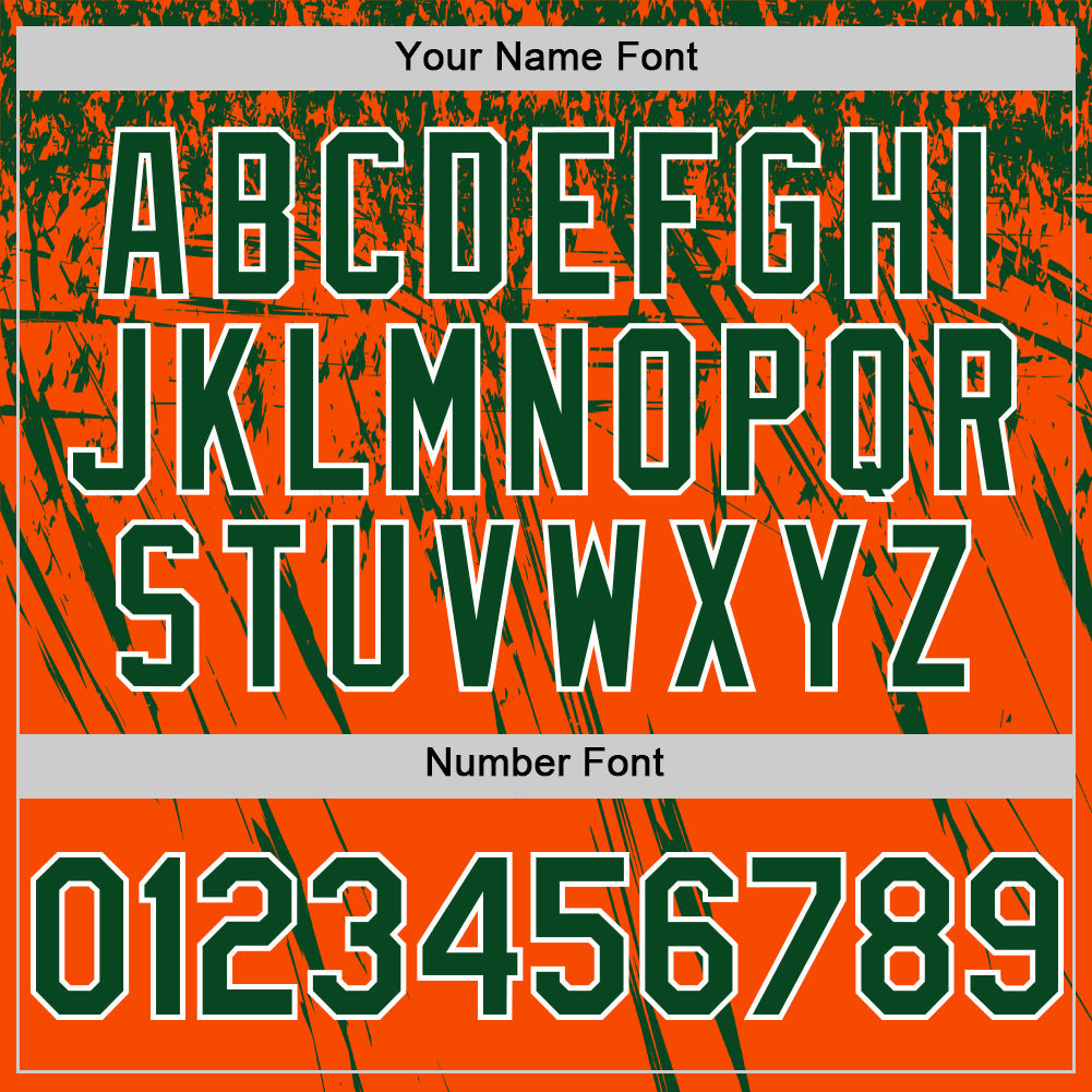 Custom Orange Green-White Distressed Scratch Brush Stroke Authentic Baseball Jersey view 5