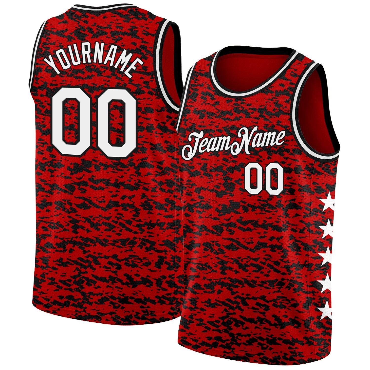 Custom Red White-Black Authentic City Edition Basketball Jersey - Main View