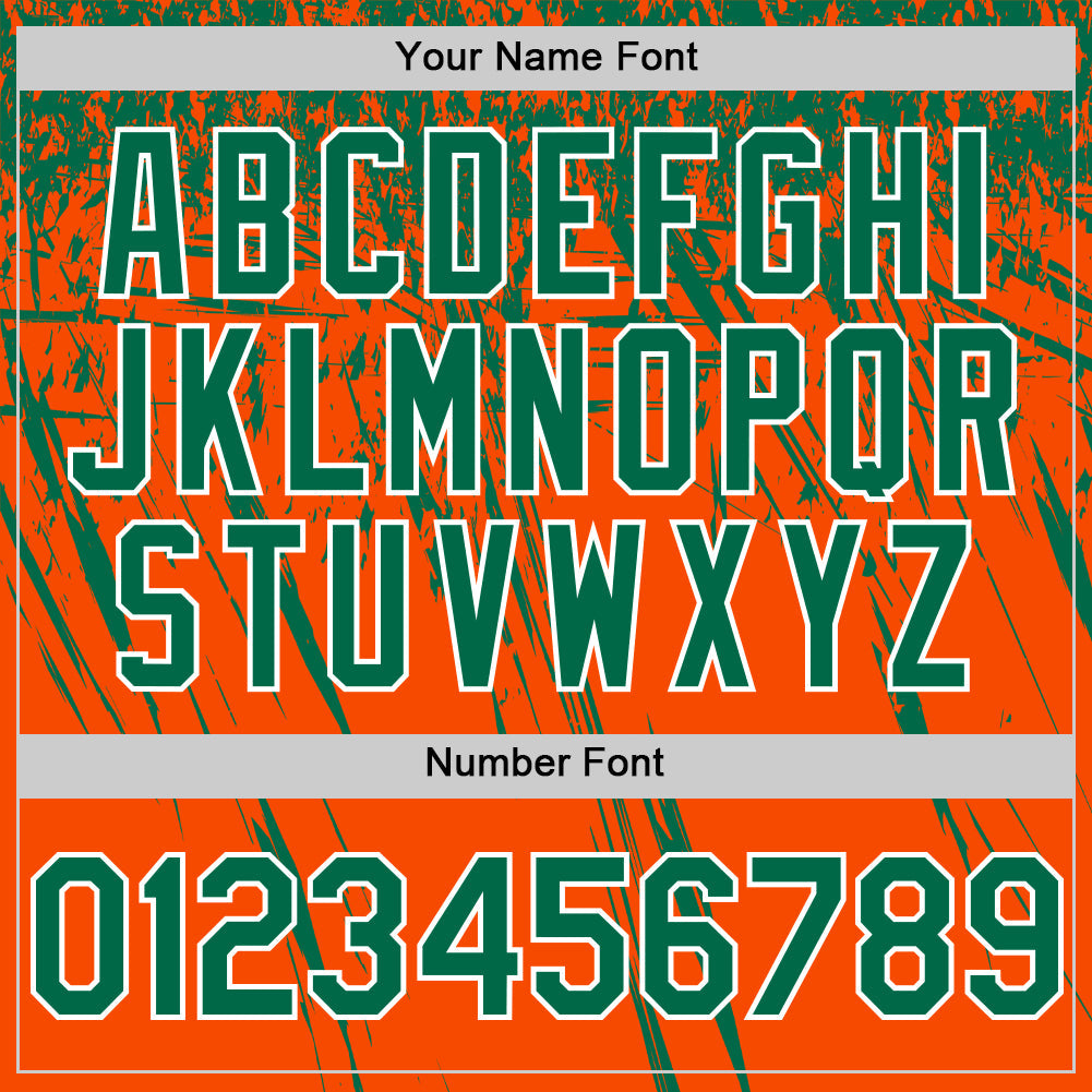 Custom Orange Kelly Green-White Distressed Scratch Brush Stroke Authentic Baseball Jersey view 5