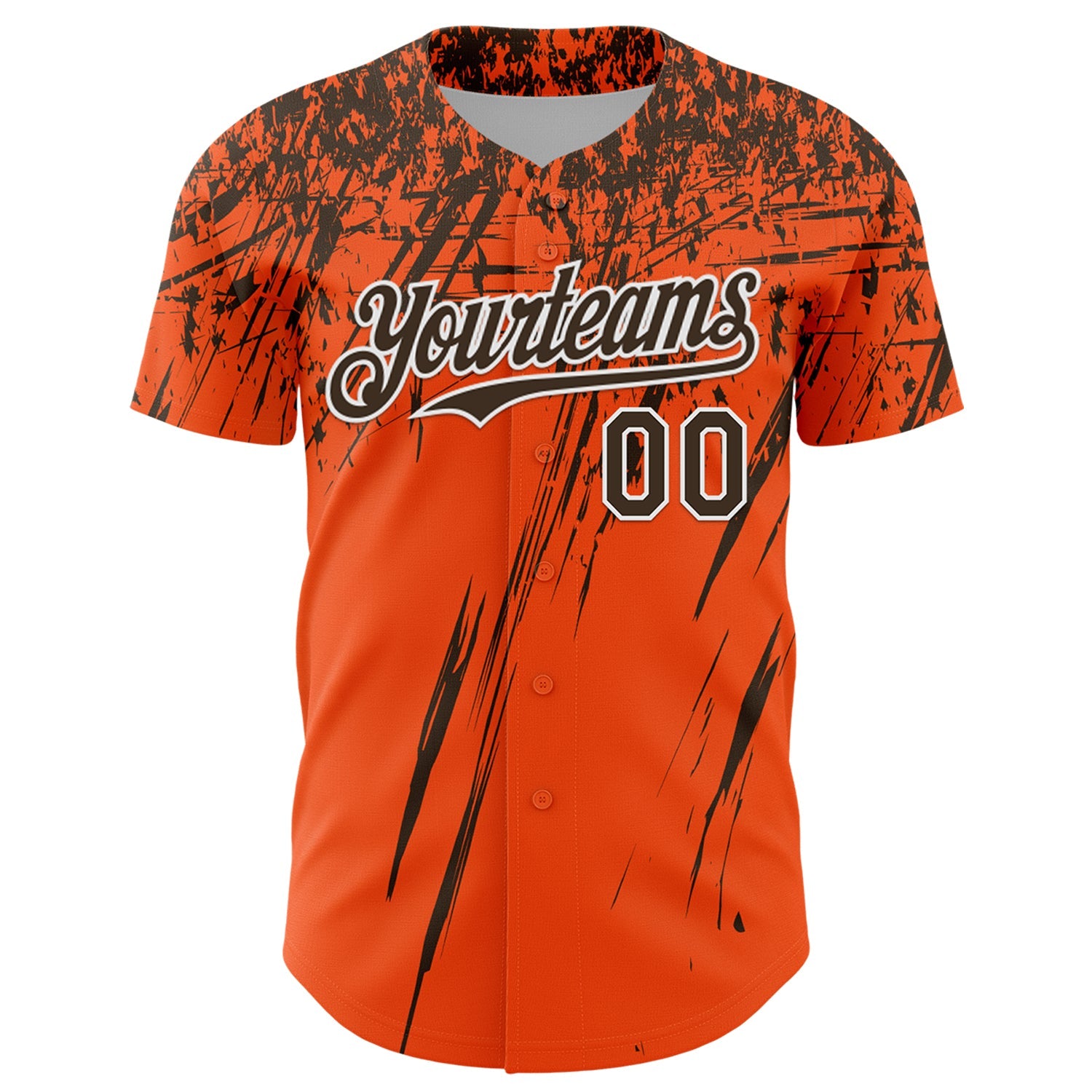 Custom Orange Brown-White Distressed Scratch Brush Stroke Authentic Baseball Jersey view 2
