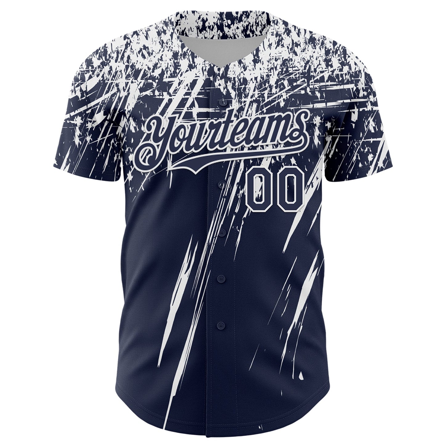 Custom Navy White Distressed Scratch Brush Stroke Authentic Baseball Jersey view 2