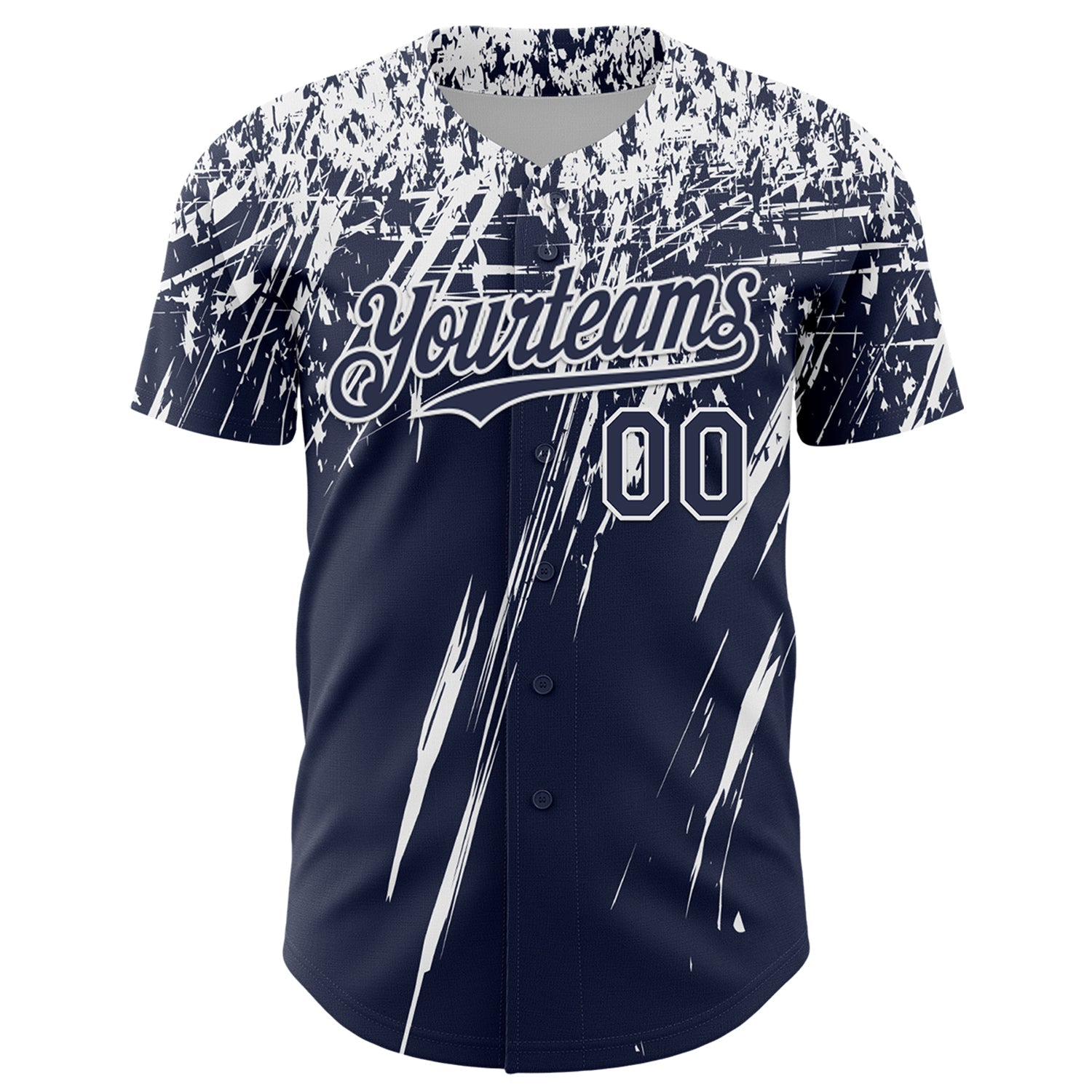 Custom Navy White Distressed Scratch Brush Stroke Authentic Baseball Jersey view 2