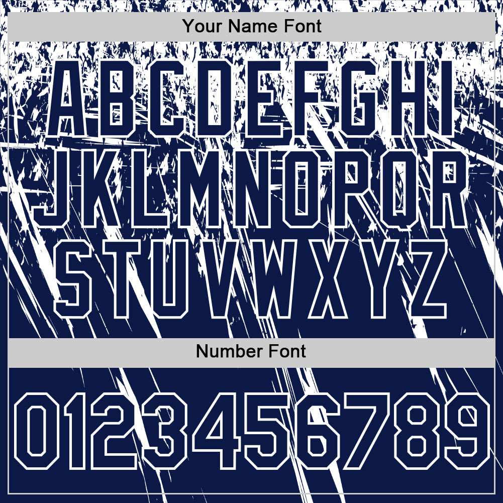 Custom Navy White Distressed Scratch Brush Stroke Authentic Baseball Jersey view 5