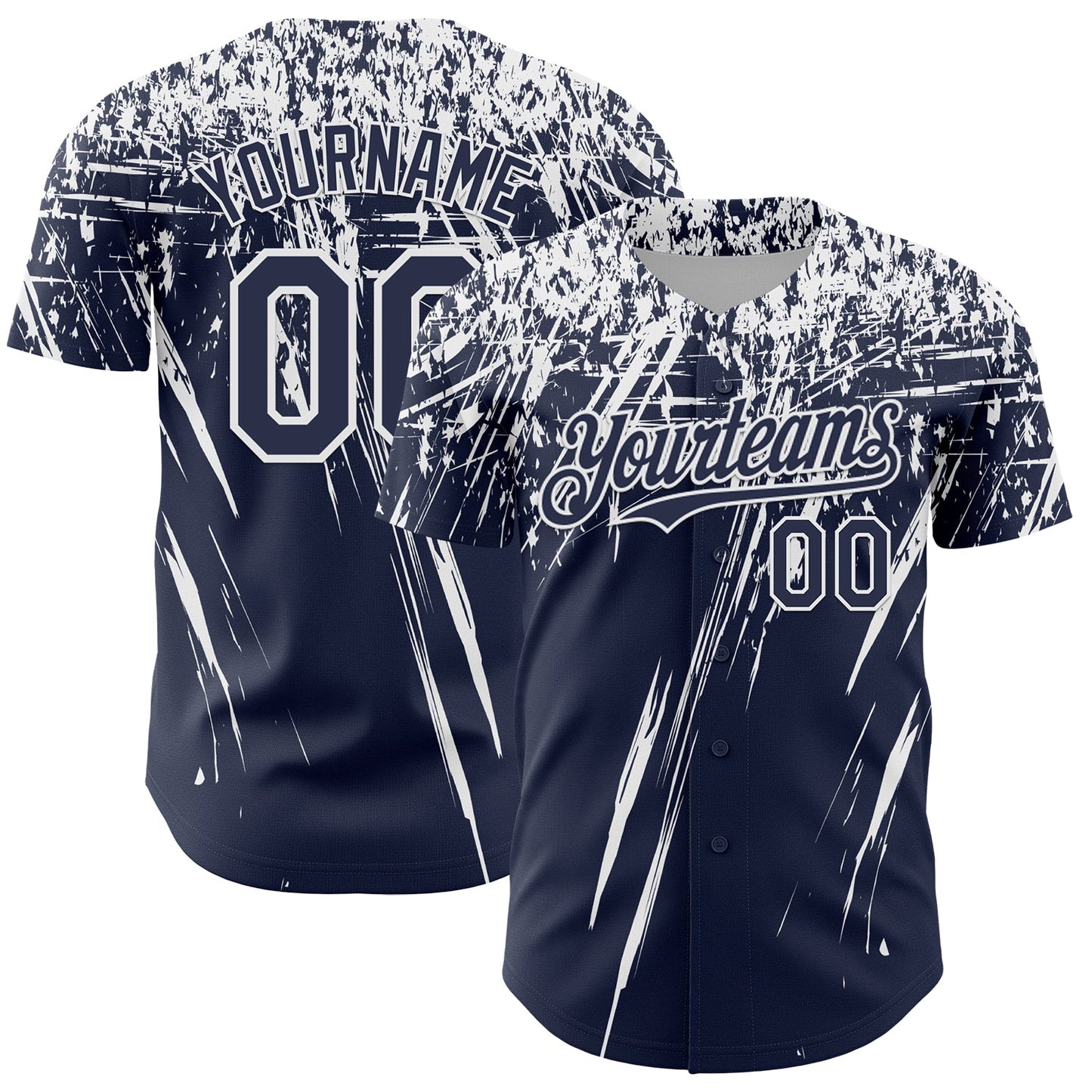 Custom Navy White Distressed Scratch Brush Stroke Authentic Baseball Jersey - Main View