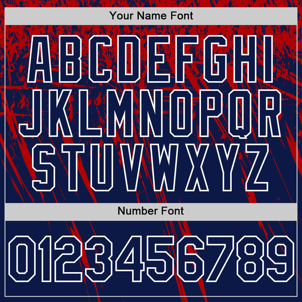 Custom Navy Red-White Distressed Scratch Brush Stroke Authentic Baseball Jersey view 5