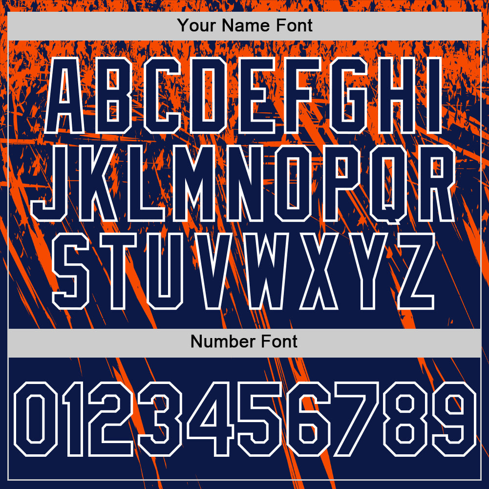 Custom Navy Orange-White Distressed Scratch Brush Stroke Authentic Baseball Jersey view 5