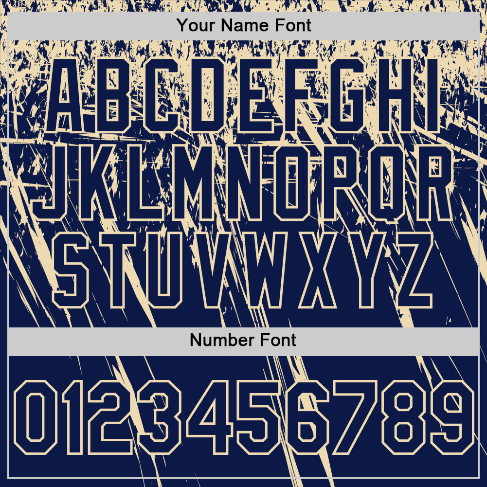 Custom Navy Cream Distressed Scratch Brush Stroke Authentic Baseball Jersey view 5