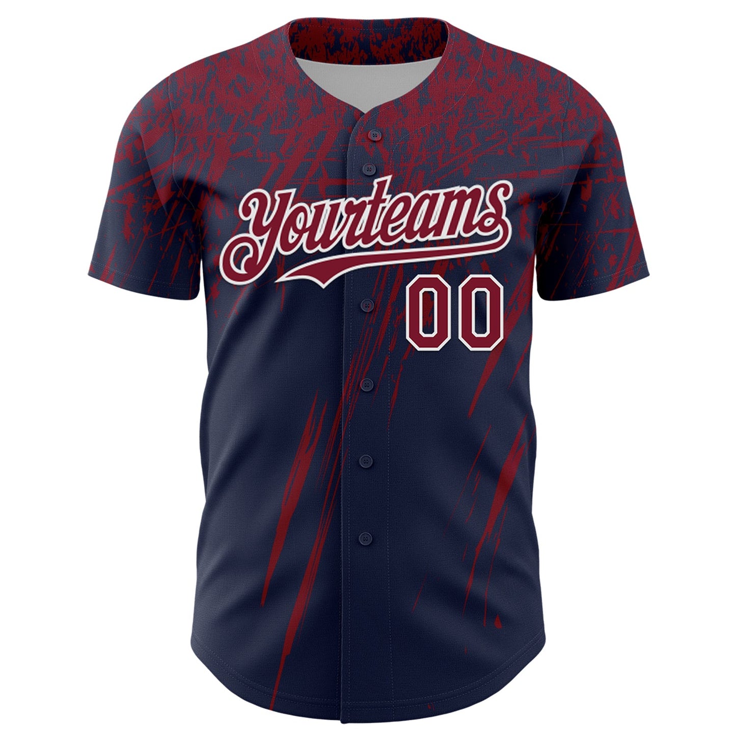 Custom Navy Crimson-White Distressed Scratch Brush Stroke Authentic Baseball Jersey view 2