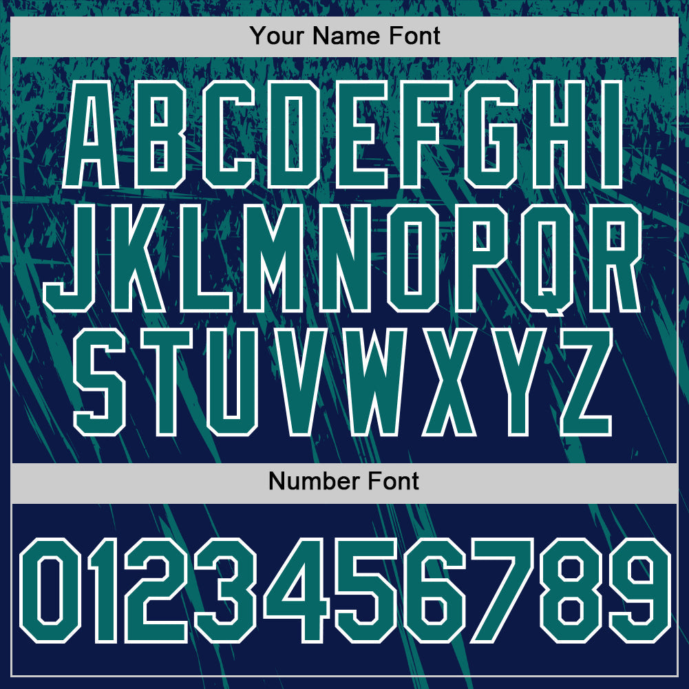Custom Navy Teal-White Distressed Scratch Brush Stroke Authentic Baseball Jersey view 5