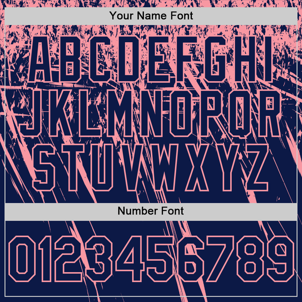 Custom Navy Medium Pink Distressed Scratch Brush Stroke Authentic Baseball Jersey view 5