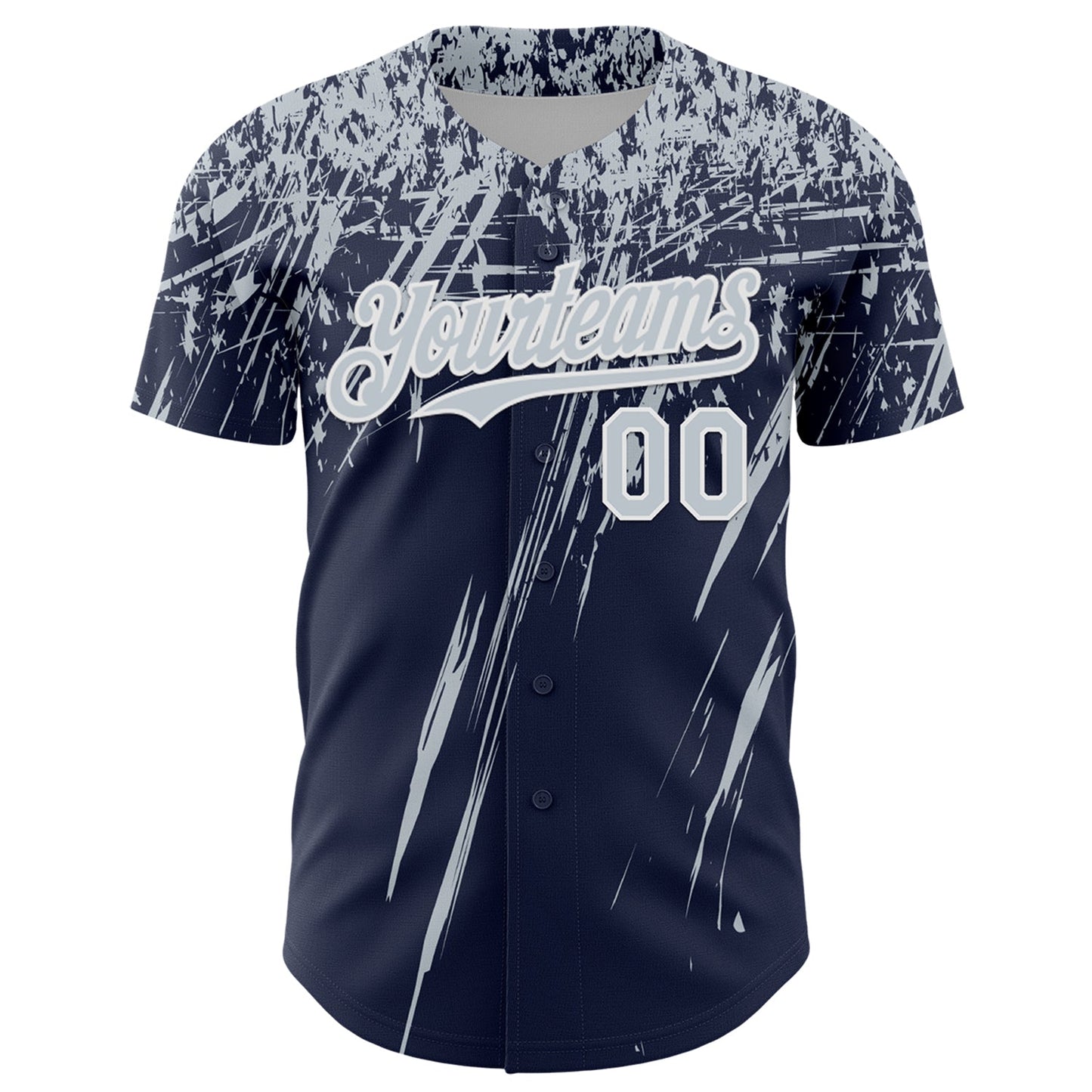 Custom Navy Silver-White Distressed Scratch Brush Stroke Authentic Baseball Jersey view 2