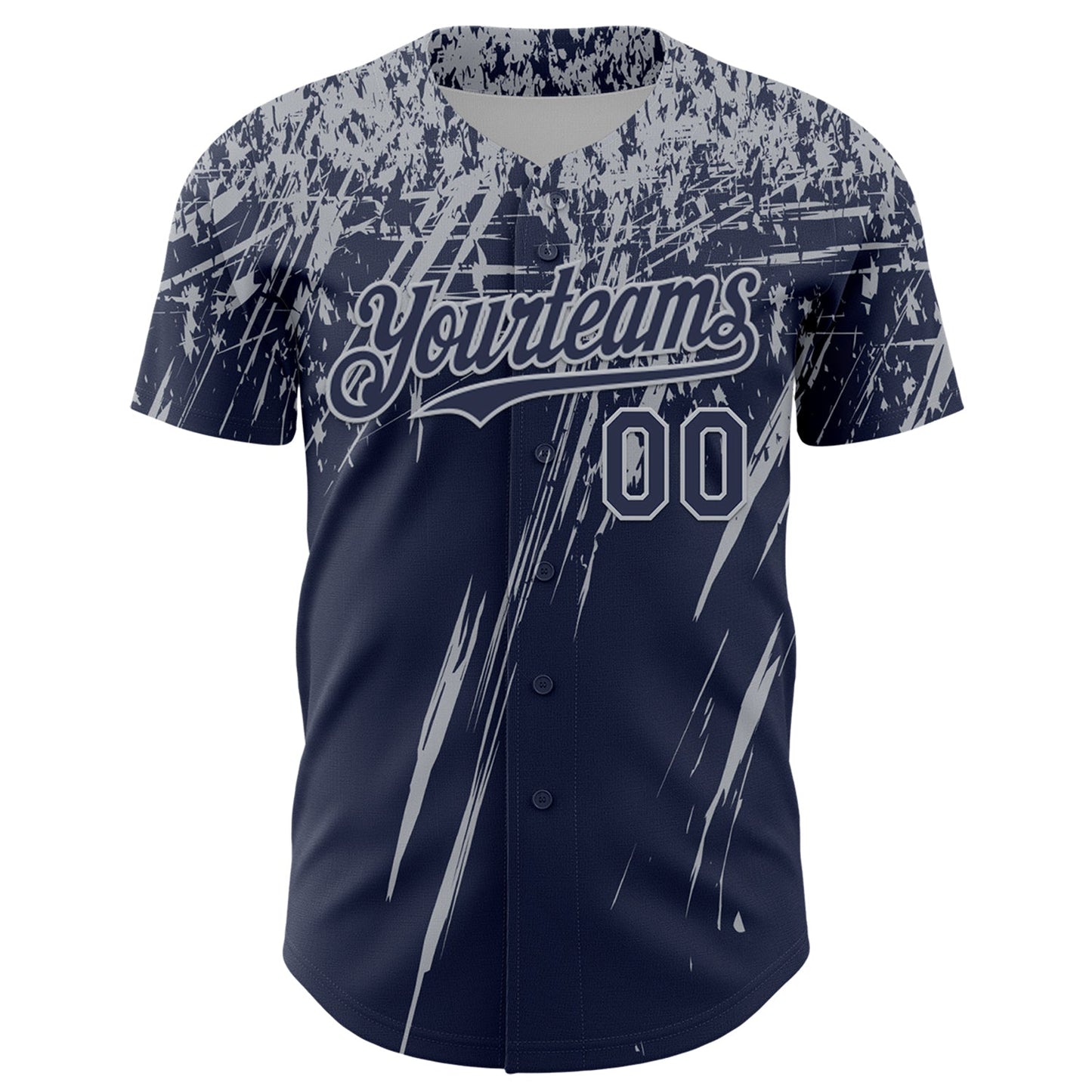 Custom Navy Gray Distressed Scratch Brush Stroke Authentic Baseball Jersey view 2