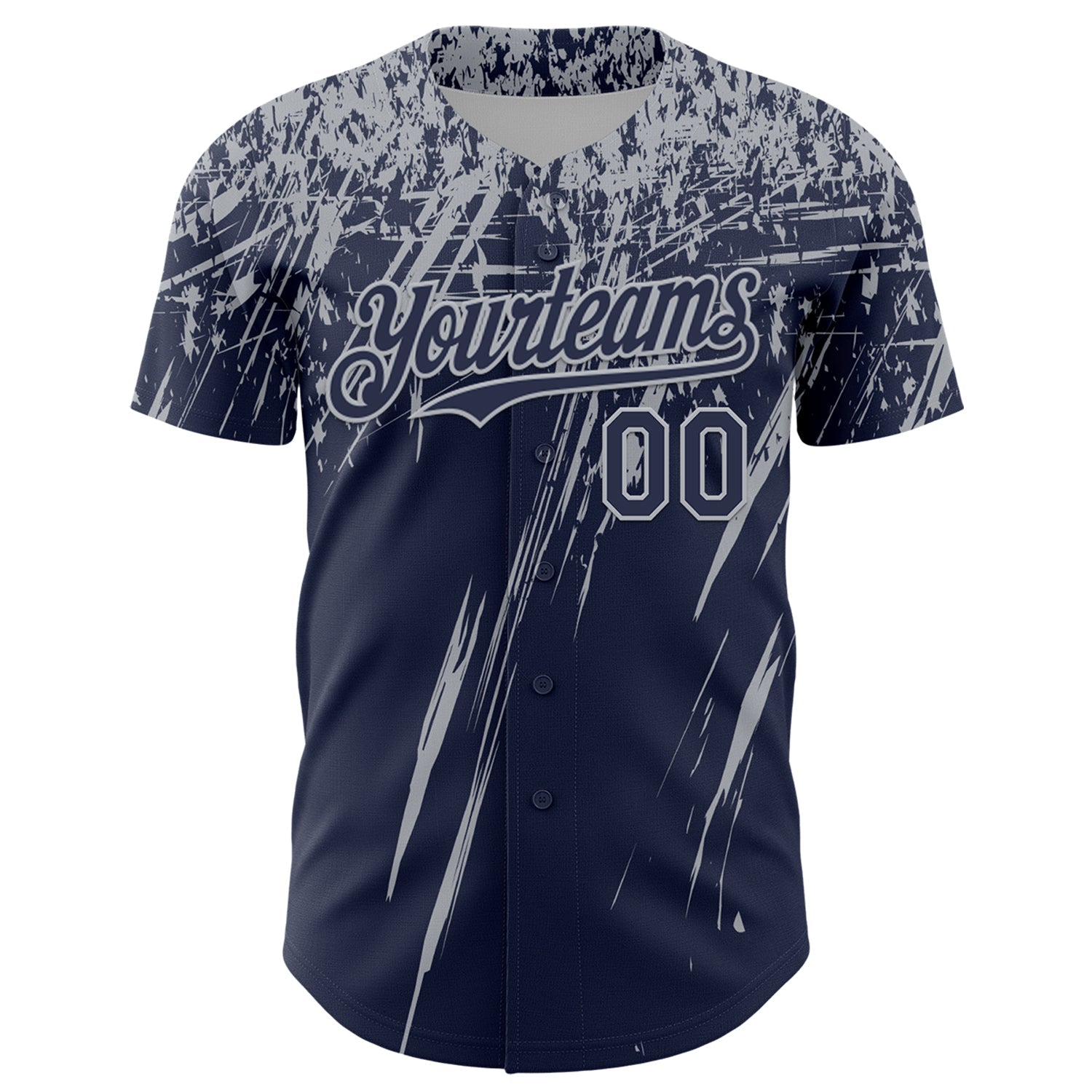 Custom Navy Gray Distressed Scratch Brush Stroke Authentic Baseball Jersey view 2
