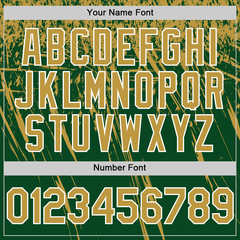 Custom Green Old Gold-White Distressed Scratch Brush Stroke Authentic Baseball Jersey view 5