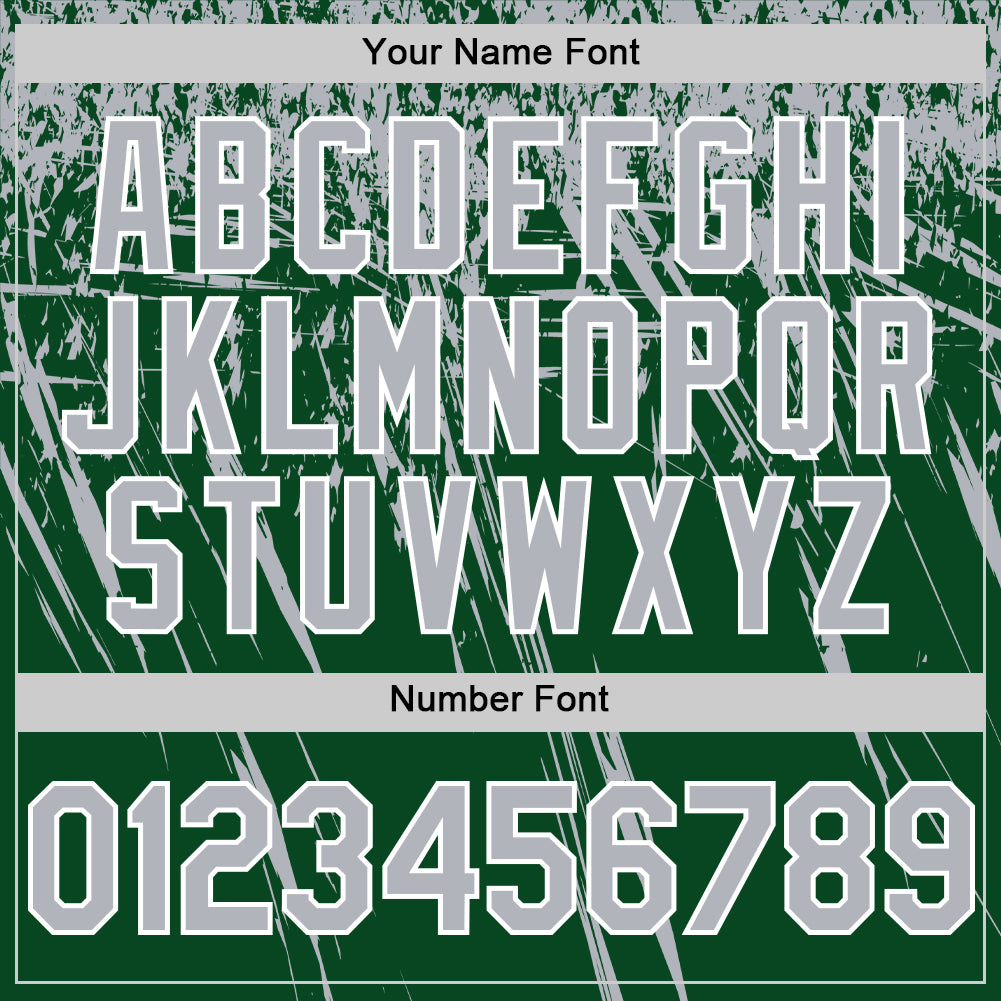 Custom Green Gray-White Distressed Scratch Brush Stroke Authentic Baseball Jersey view 5