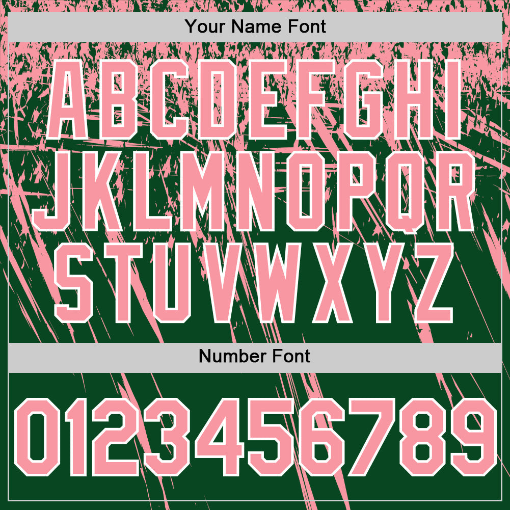 Custom Green Medium Pink-White Distressed Scratch Brush Stroke Authentic Baseball Jersey view 5