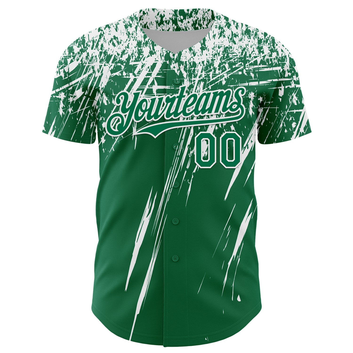 Custom Kelly Green White Distressed Scratch Brush Stroke Authentic Baseball Jersey view 2