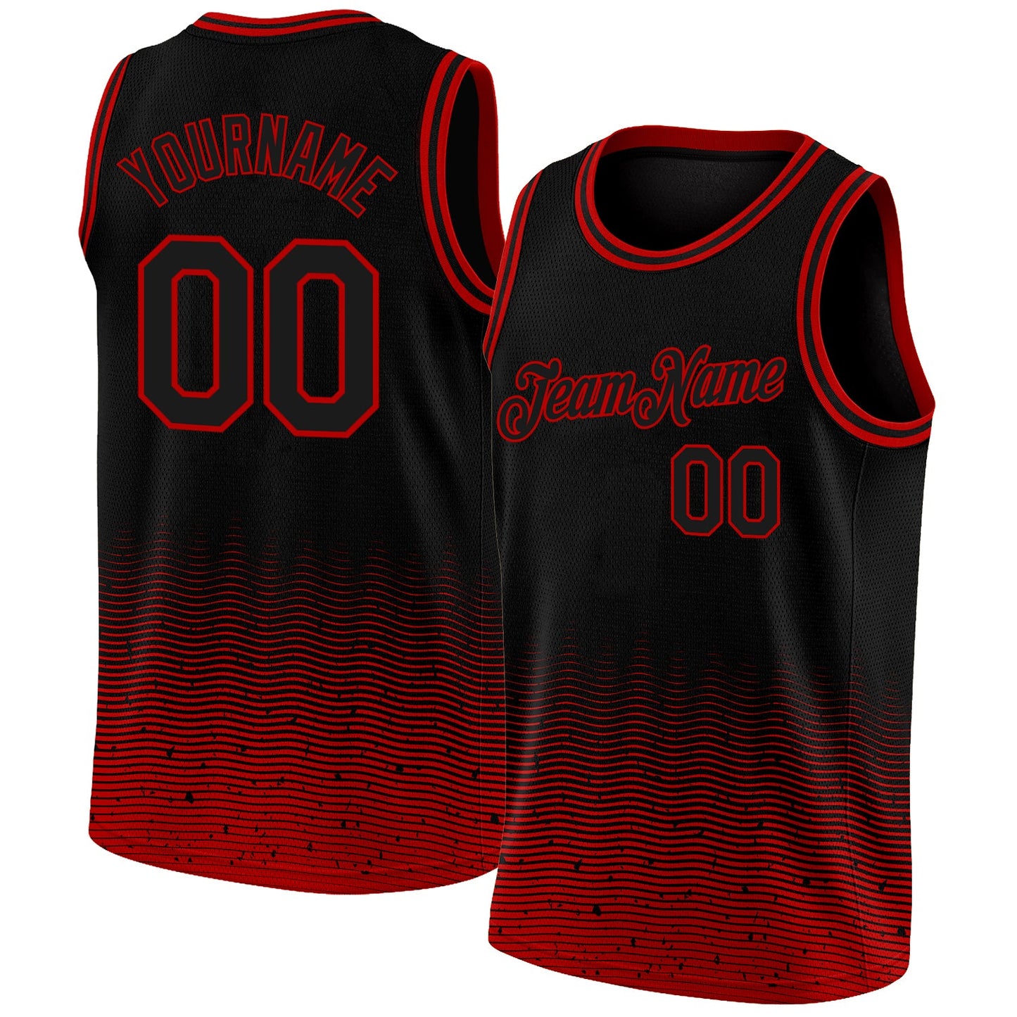 Custom Black Red Fade Fashion Authentic City Edition Basketball Jersey - Main View