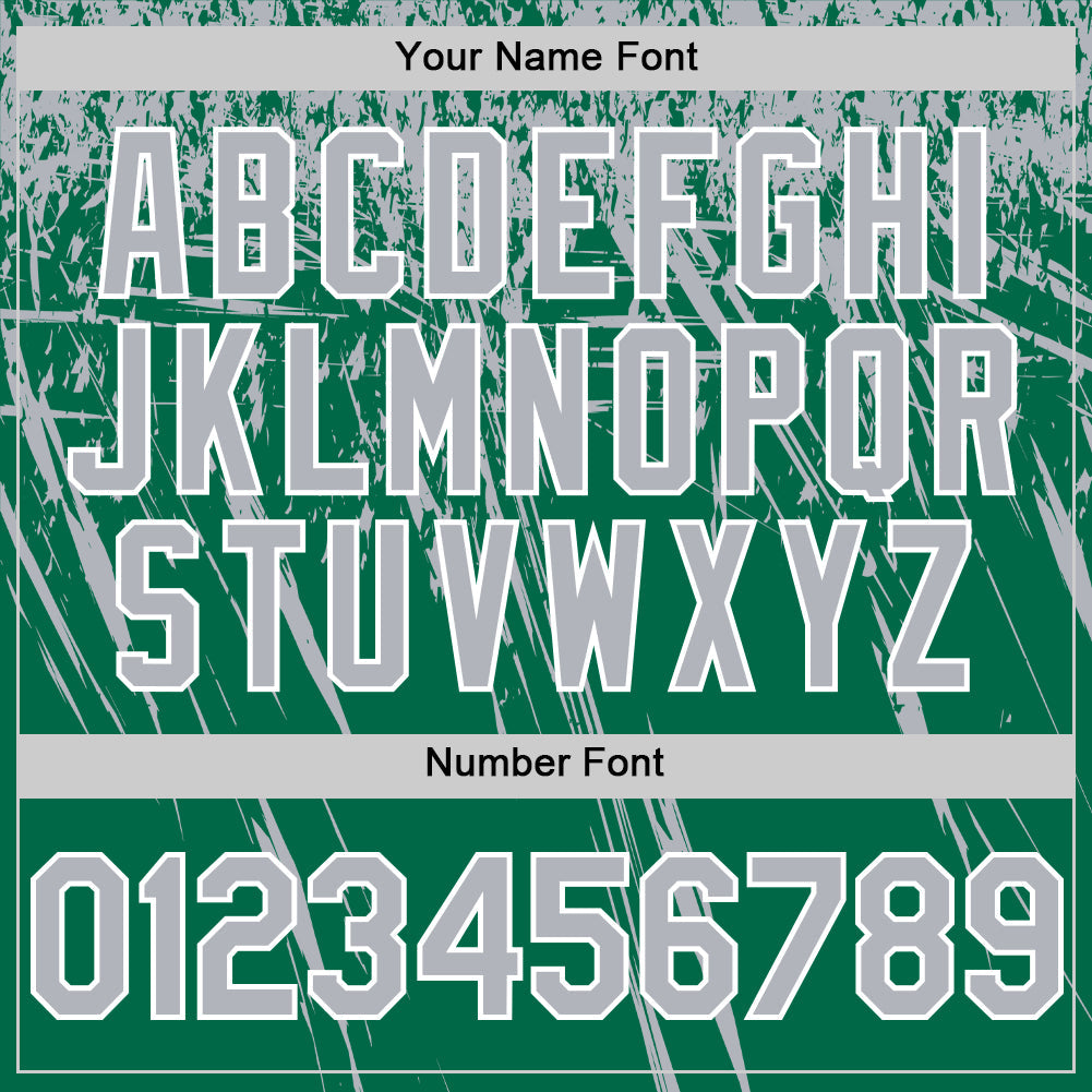 Custom Kelly Green Gray-White Distressed Scratch Brush Stroke Authentic Baseball Jersey view 5
