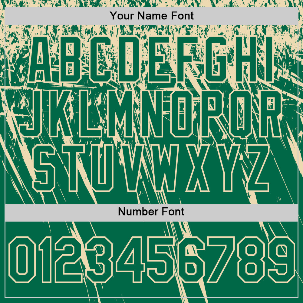 Custom Kelly Green Cream Distressed Scratch Brush Stroke Authentic Baseball Jersey view 5