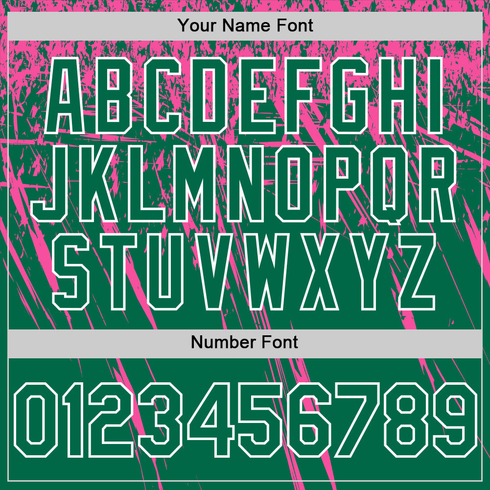 Custom Kelly Green Pink-White Distressed Scratch Brush Stroke Authentic Baseball Jersey view 5