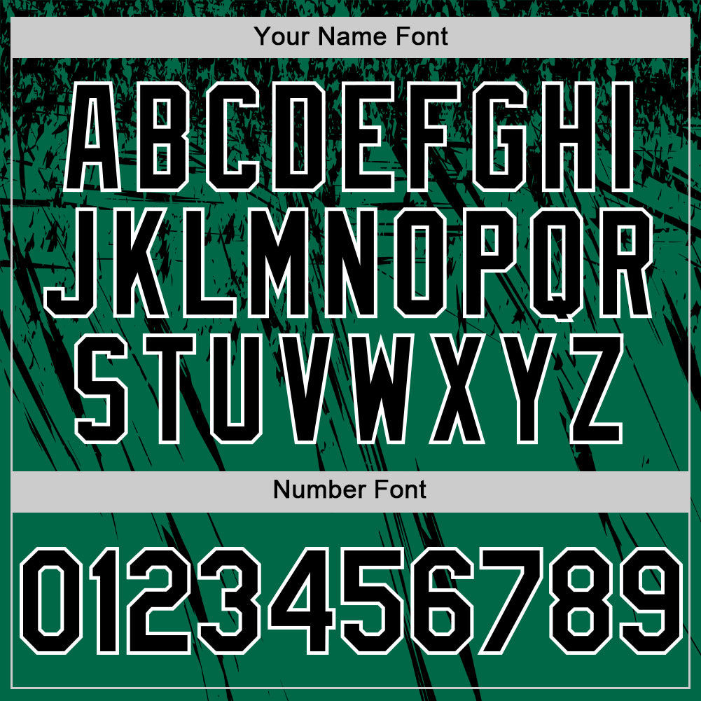 Custom Kelly Green Black-White Distressed Scratch Brush Stroke Authentic Baseball Jersey view 5