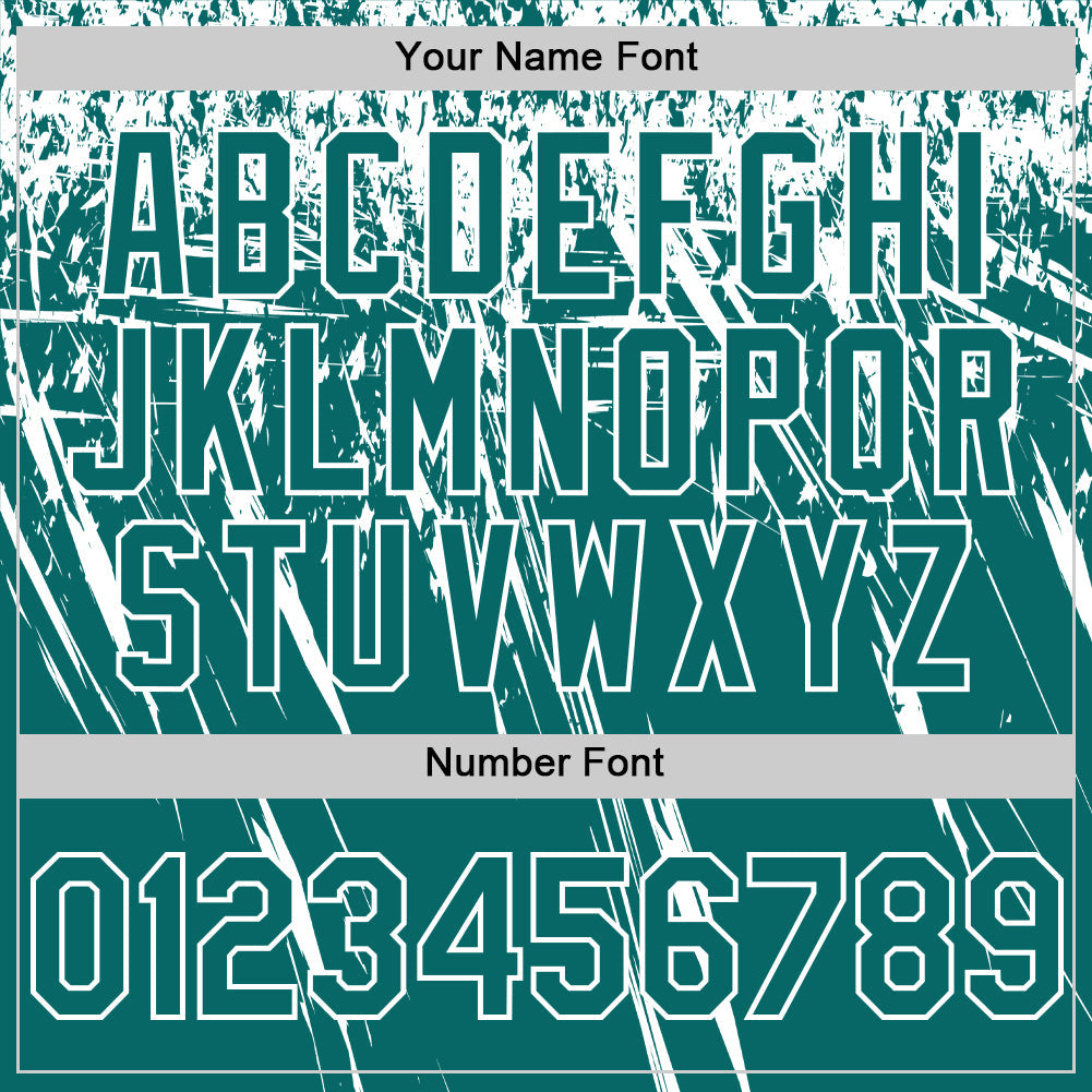 Custom Teal White Distressed Scratch Brush Stroke Authentic Baseball Jersey view 5