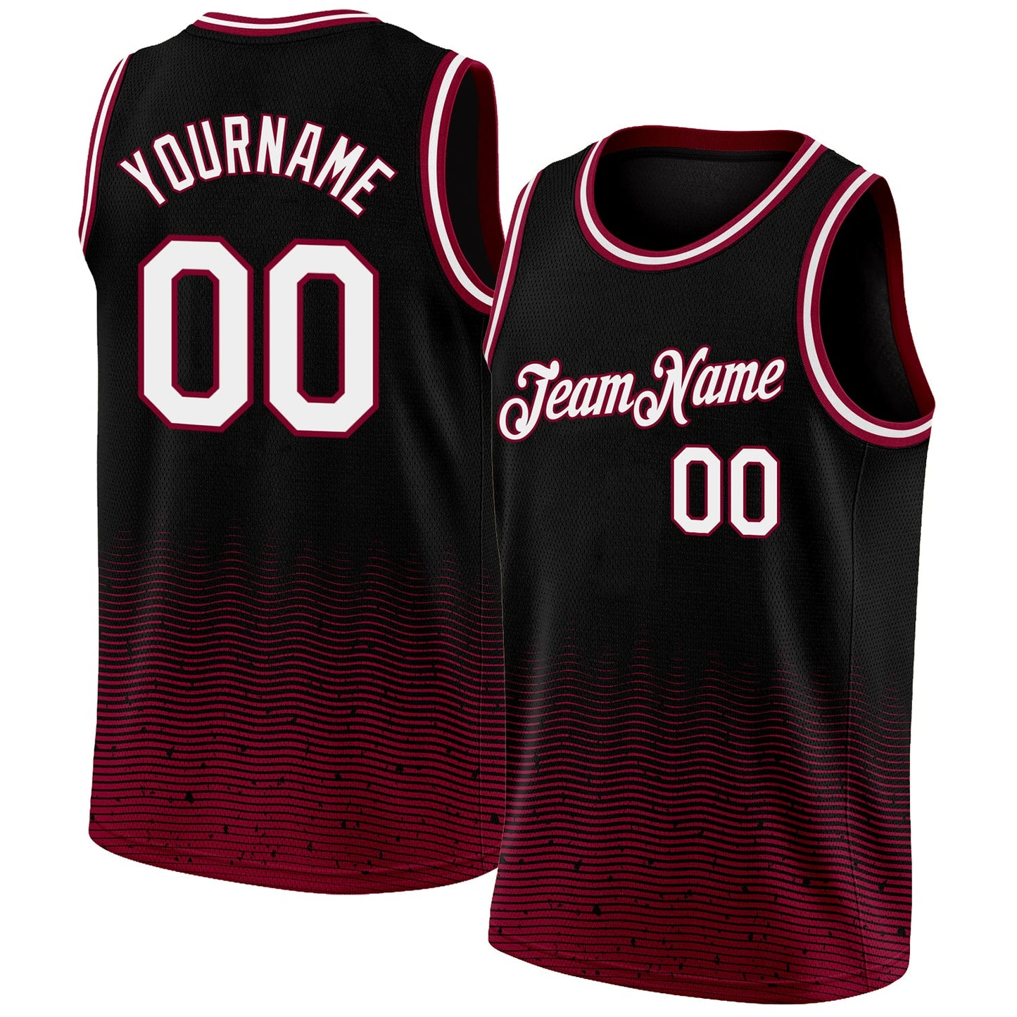 Custom Black White-Maroon Fade Fashion Authentic City Edition Basketball Jersey - Main View