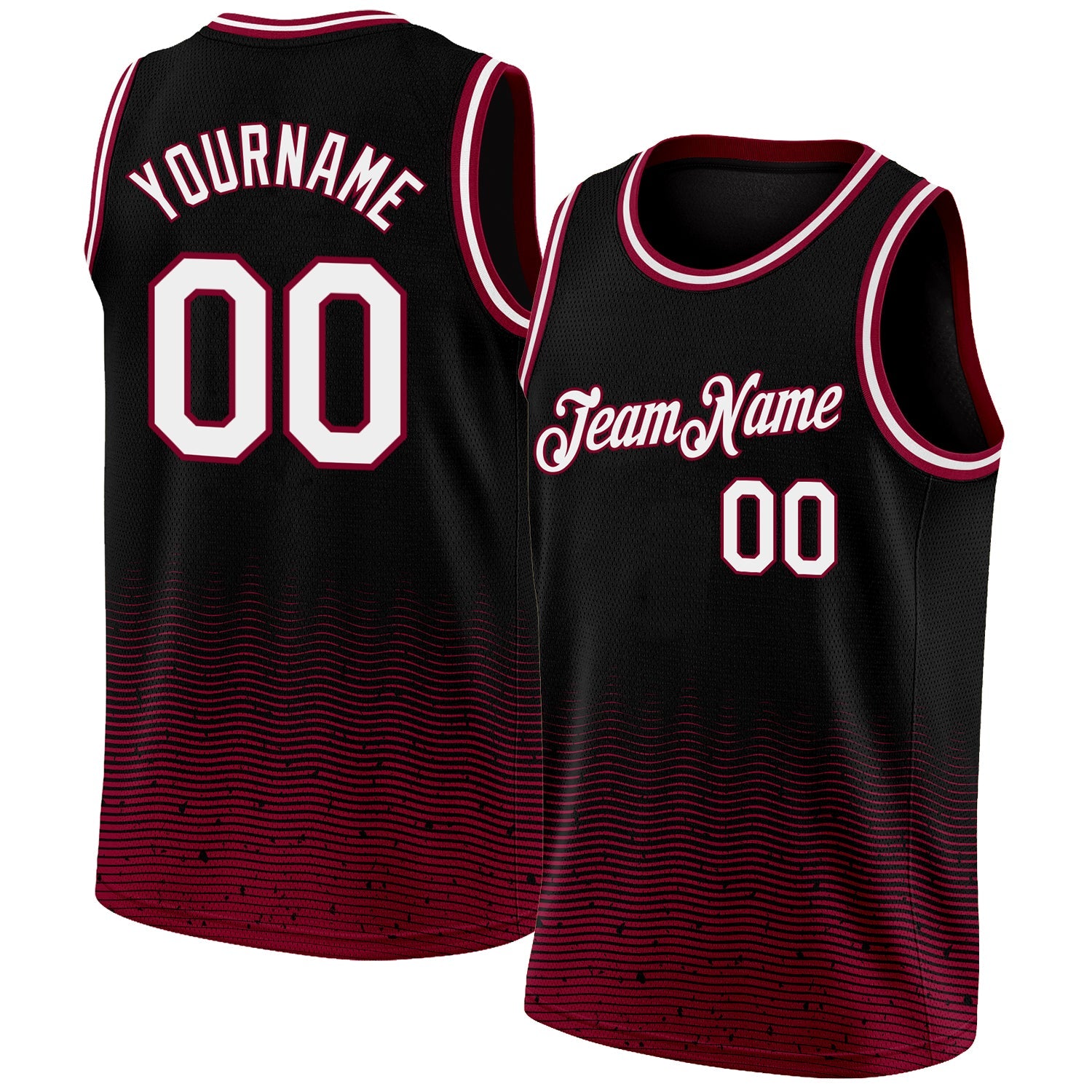 Custom Black White-Maroon Fade Fashion Authentic City Edition Basketball Jersey - Main View