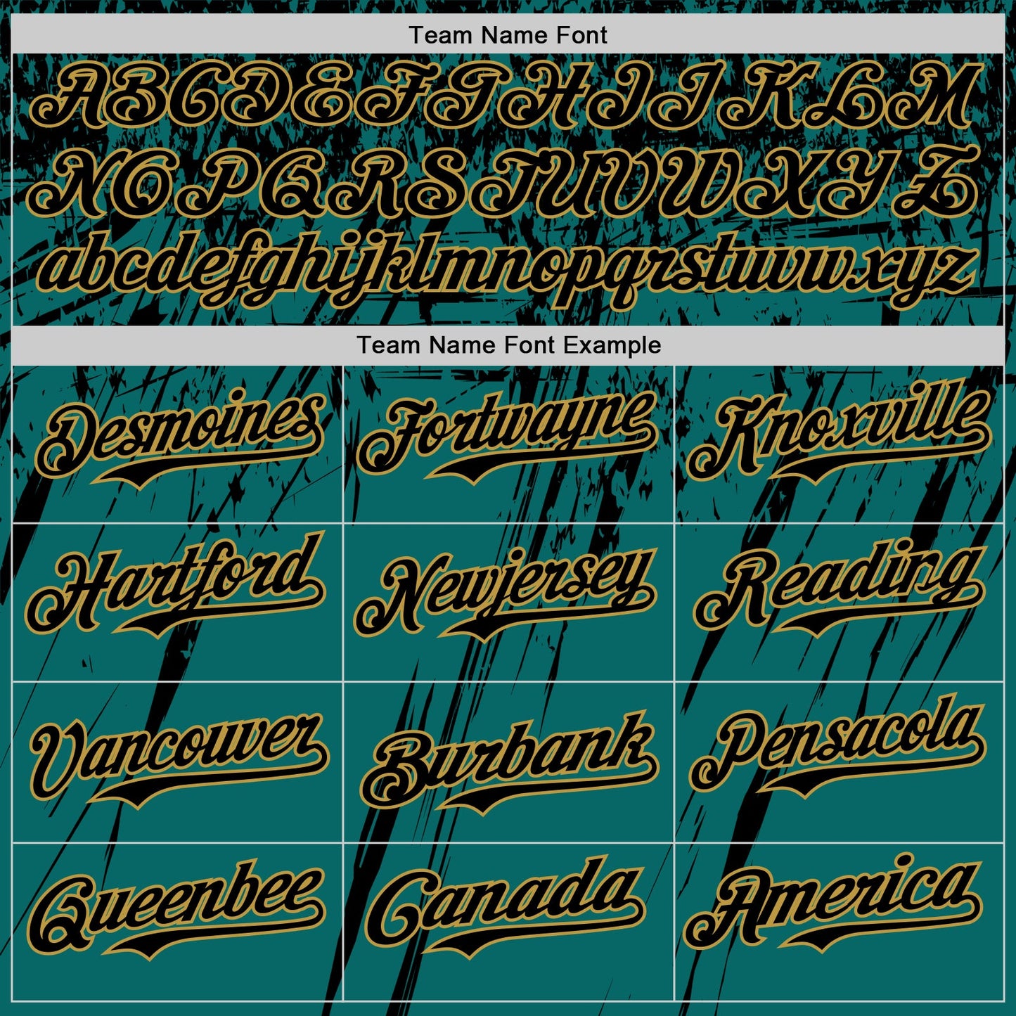 Custom Teal Black-Old Gold Distressed Scratch Brush Stroke Authentic Baseball Jersey view 4