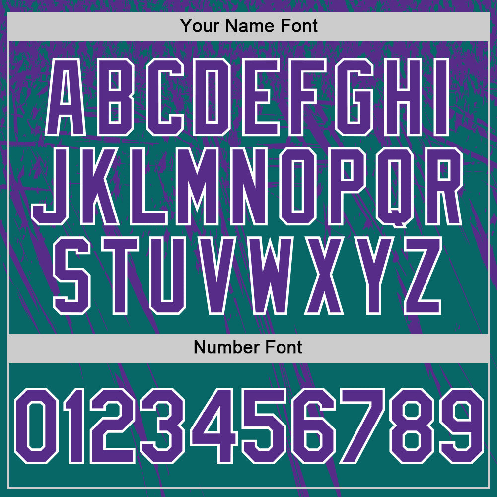 Custom Teal Purple-White Distressed Scratch Brush Stroke Authentic Baseball Jersey view 5