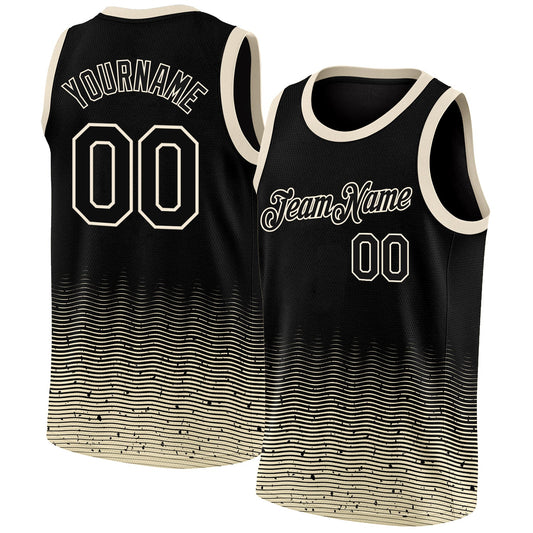 Custom Black Cream Fade Fashion Authentic City Edition Basketball Jersey - Main View