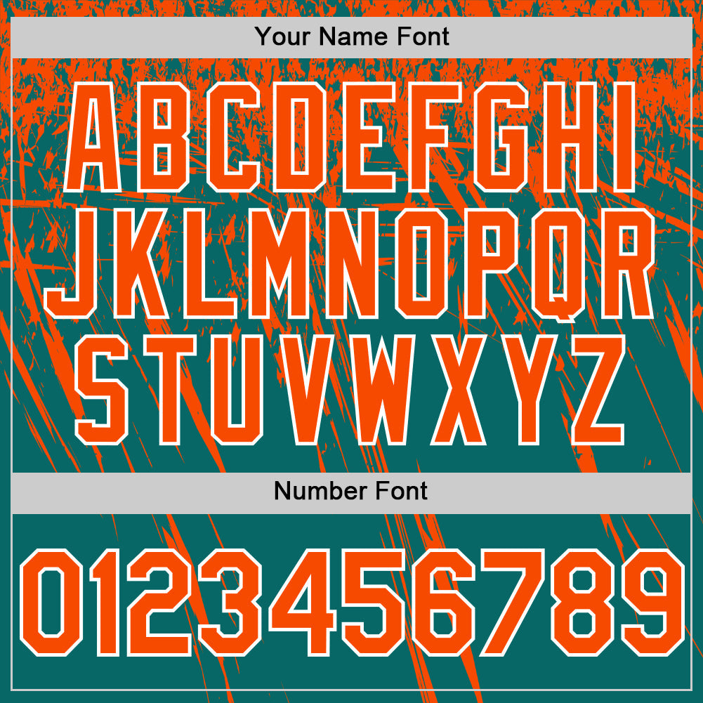 Custom Teal Orange-White Distressed Scratch Brush Stroke Authentic Baseball Jersey view 5