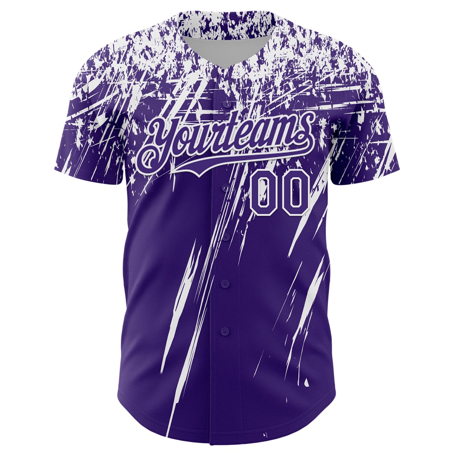 Custom Purple White Distressed Scratch Brush Stroke Authentic Baseball Jersey view 2