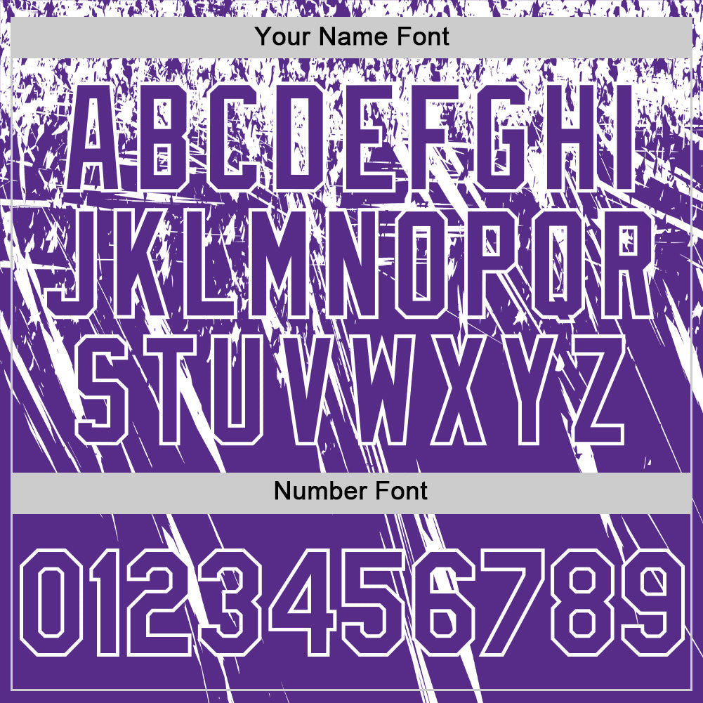 Custom Purple White Distressed Scratch Brush Stroke Authentic Baseball Jersey view 5