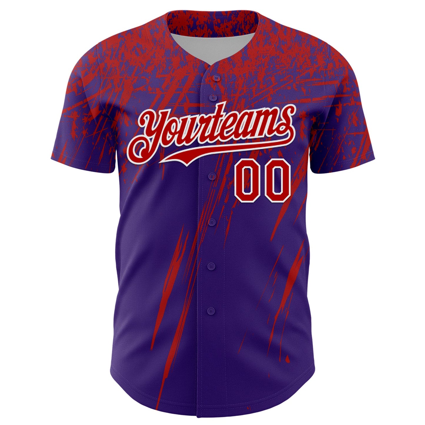 Custom Purple Red-White Distressed Scratch Brush Stroke Authentic Baseball Jersey view 2