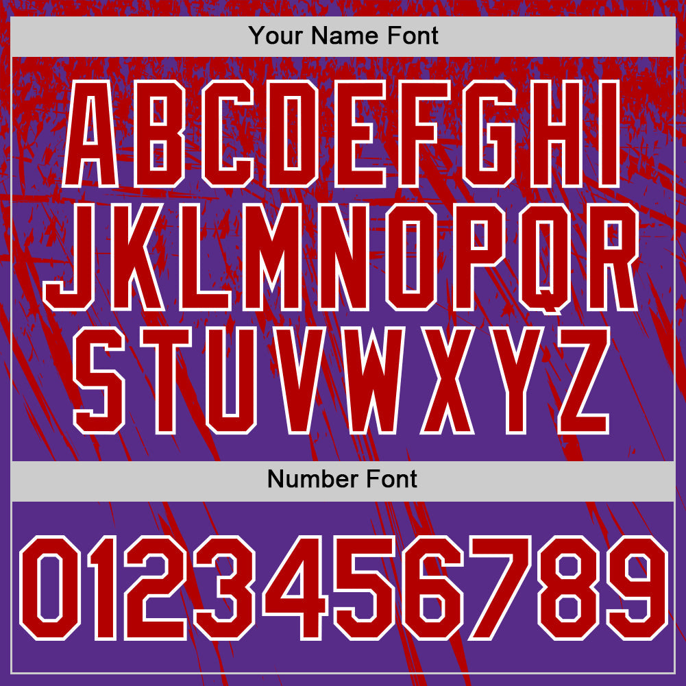 Custom Purple Red-White Distressed Scratch Brush Stroke Authentic Baseball Jersey view 5