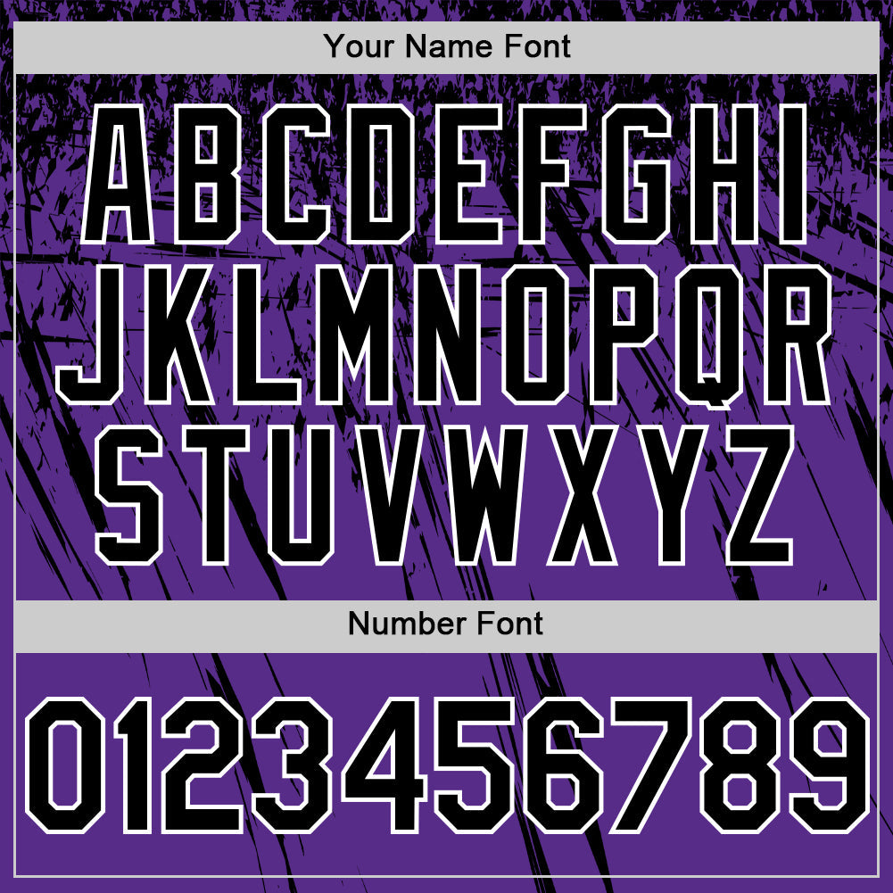 Custom Purple Black-White Distressed Scratch Brush Stroke Authentic Baseball Jersey view 5