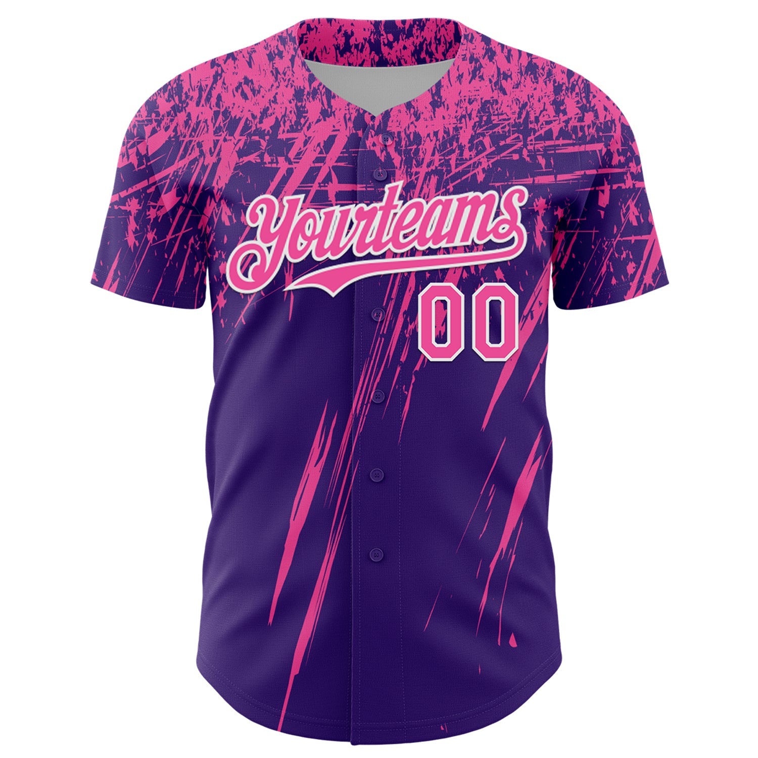 Custom Purple Pink-White Distressed Scratch Brush Stroke Authentic Baseball Jersey view 2