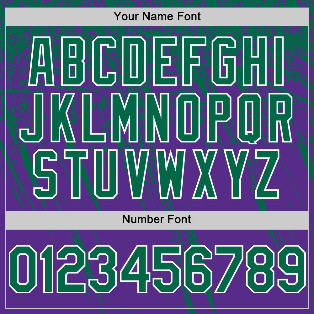 Custom Purple Kelly Green-White Distressed Scratch Brush Stroke Authentic Baseball Jersey view 5