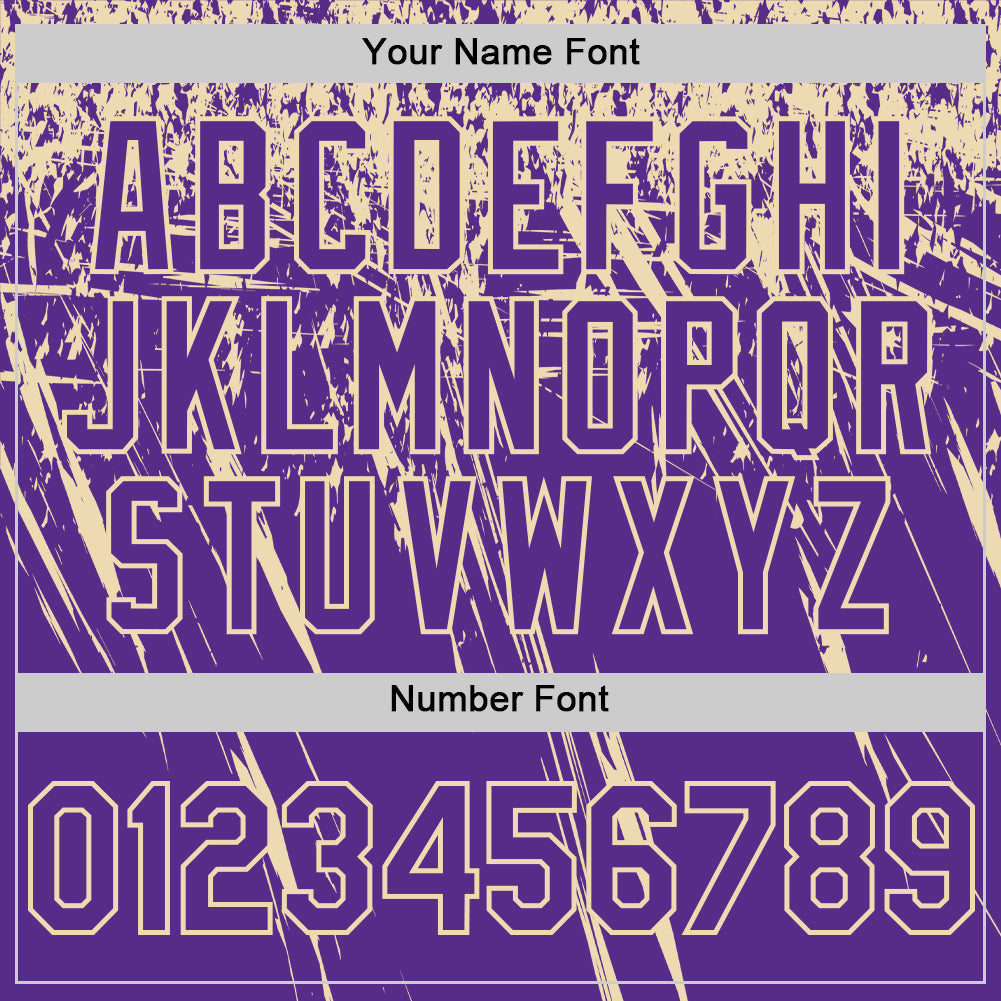Custom Purple Cream Distressed Scratch Brush Stroke Authentic Baseball Jersey view 5