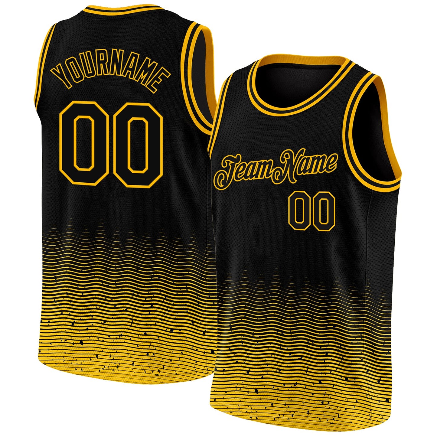 Custom Black Gold Fade Fashion Authentic City Edition Basketball Jersey - Main View