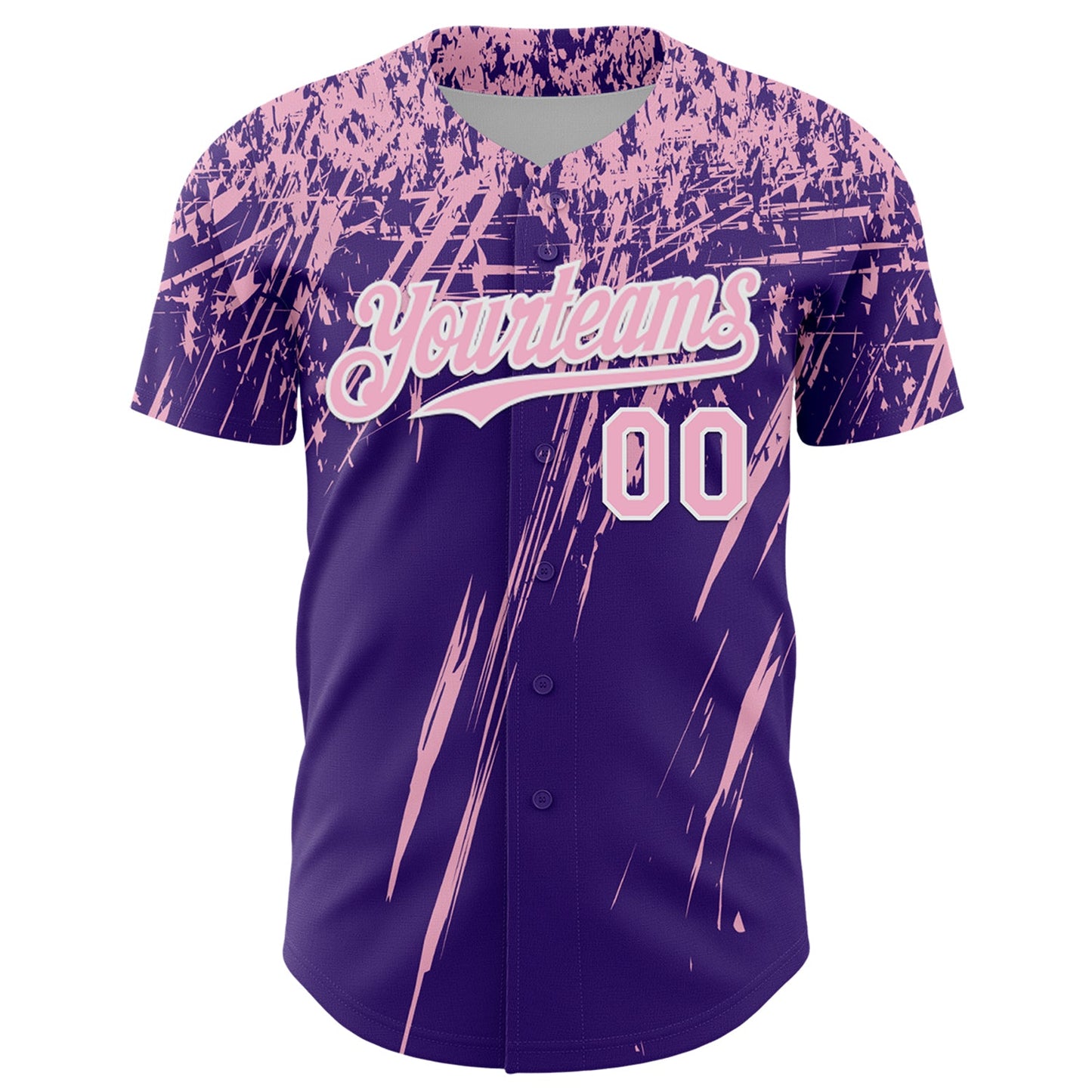 Custom Purple Light Pink-White Distressed Scratch Brush Stroke Authentic Baseball Jersey view 2